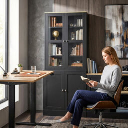 Homcom Modern Bookcase, Display Cabinet With Adjustable Shelves, Black - thumbnail 7