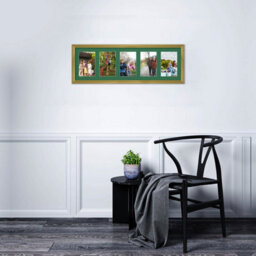 AK Frames 26X8 Gold Classic Multi Photo Frame With Emerald Mount - Holds 5 Apertures (5X) 6X4 Photos - thumbnail 3