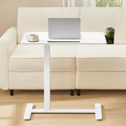LEDREM Overbed Table With Wheels, Small Standing Desk, 70 X 40 Cm Tabletop, Adjustable Height, 2 Cup Holders - thumbnail 1
