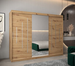 Arte York I Mirrored Sliding Door Wardrobe In Oak Artisan 2500mm (W)2000mm (H)2500mm (D)620mm - Smart And Stylish Storage Solution - thumbnail 2