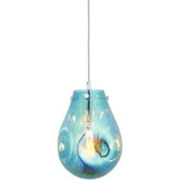 Loops Hanging Ceiling Pendant Light - Petrol Blue Metallic Glass & Chrome Plate - 10W Led E27