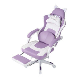 Living And Home Ergonomic High Back White Purple Qute Gaming Chair With Footrest - thumbnail 2