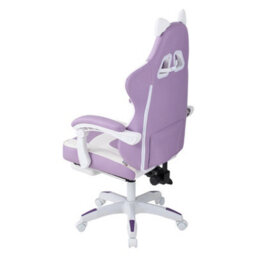 Living And Home Ergonomic High Back White Purple Qute Gaming Chair With Footrest - thumbnail 5