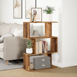 Berkfield Room Divider Bookcase 3-Tier Old Wood 70X24X97 Cm Engineered Wood - thumbnail 4
