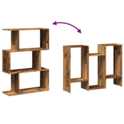 Berkfield Room Divider Bookcase 3-Tier Old Wood 70X24X97 Cm Engineered Wood - thumbnail 8