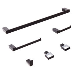 Beliani 6-Piece Bathroom Hardware Set Tumaco With Towel Bars And Hooks Black - thumbnail 4