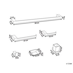 Beliani 6-Piece Bathroom Hardware Set Tumaco With Towel Bars And Hooks Black - thumbnail 3