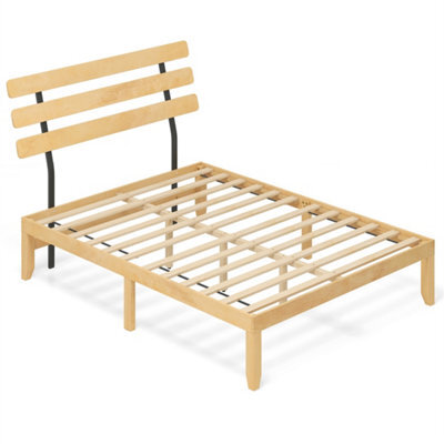 King Size Wooden Bed Frame With Storage Space Natural - image 1