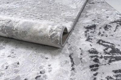 Stratus Interiors Fantastia Large Living Room Rug 200 X 290 Cm - White / Silver / Light Grey - Large - image 1