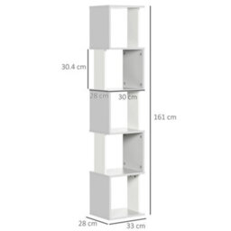 Homcom 5-Tier Bookshelf Freestanding Bookcase Storage Shelves, Light Grey - thumbnail 3