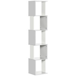 Homcom 5-Tier Bookshelf Freestanding Bookcase Storage Shelves, Light Grey - thumbnail 2