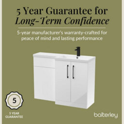 Balterley Right-Hand Bathroom Vanity And Wc Unit Combination With Basin - 1100mm - Gloss White With Black Handles - thumbnail 6