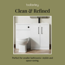 Balterley Right-Hand Bathroom Vanity And Wc Unit Combination With Basin - 1100mm - Gloss White With Black Handles - thumbnail 7