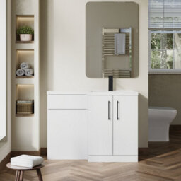Balterley Right-Hand Bathroom Vanity And Wc Unit Combination With Basin - 1100mm - Gloss White With Black Handles - thumbnail 2