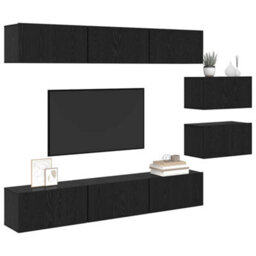Berkfield Tv Cabinet 8 Pcs Black Oak 60 X 30 X 30.5 Cm Engineered Wood - thumbnail 3
