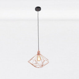 Set Of 2 Copper Metal Wire Pendant Light Fittings Geometric Lighting - thumbnail 4