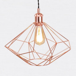Set Of 2 Copper Metal Wire Pendant Light Fittings Geometric Lighting - thumbnail 5