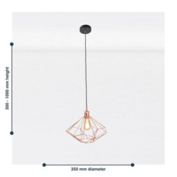 Set Of 2 Copper Metal Wire Pendant Light Fittings Geometric Lighting - thumbnail 2