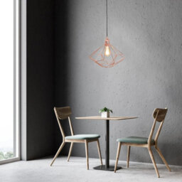 Set Of 2 Copper Metal Wire Pendant Light Fittings Geometric Lighting - thumbnail 3