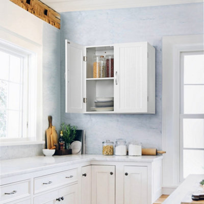 Yaheetech White Wall Mount Cabinet Storage Organizer With Adjustable Shelf For Bathroom/living Room/kitchen - image 1