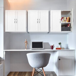 Yaheetech White Wall Mount Cabinet Storage Organizer With Adjustable Shelf For Bathroom/living Room/kitchen - thumbnail 9