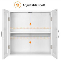 Yaheetech White Wall Mount Cabinet Storage Organizer With Adjustable Shelf For Bathroom/living Room/kitchen - thumbnail 7