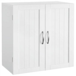 Yaheetech White Wall Mount Cabinet Storage Organizer With Adjustable Shelf For Bathroom/living Room/kitchen - thumbnail 4