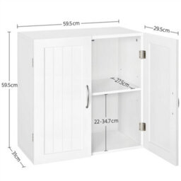 Yaheetech White Wall Mount Cabinet Storage Organizer With Adjustable Shelf For Bathroom/living Room/kitchen - thumbnail 5