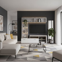Amos Mann Furniture Glen Concrete Grey Effect And White Entertaiment Unit Wall Tv Cabinet - thumbnail 4