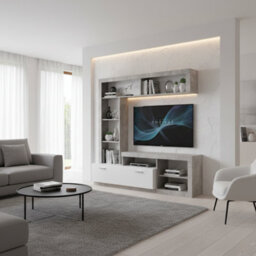 Amos Mann Furniture Glen Concrete Grey Effect And White Entertaiment Unit Wall Tv Cabinet - thumbnail 1