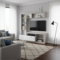 Amos Mann Furniture Glen Concrete Grey Effect And White Entertaiment Unit Wall Tv Cabinet - thumbnail 2