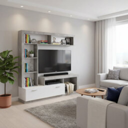 Amos Mann Furniture Glen Concrete Grey Effect And White Entertaiment Unit Wall Tv Cabinet - thumbnail 3