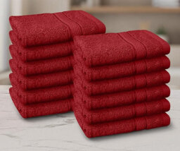 Casabella 12 Pack Flannel Face Cloth - 100% Cotton Face Towels Soft & Absorbent Super Quality Washcloths