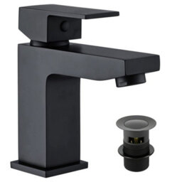 FNX Bathrooms Gloss White 400 Wall Hung Basin Sink Vanity Unit & Matt Black Form Basin Tap & Handle - thumbnail 2