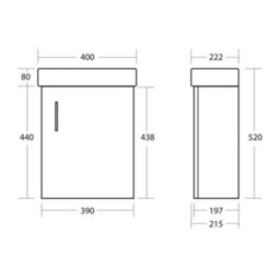 FNX Bathrooms Gloss White 400 Wall Hung Basin Sink Vanity Unit & Matt Black Form Basin Tap & Handle - thumbnail 3