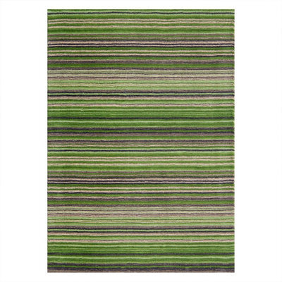 Green Wool Rug, Handmade Rug With 10mm Thickness, Striped Modern Rug For Living Room, & Dining Room-160Cm X 230Cm