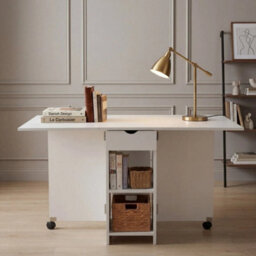 Foldable Dinner Table With Wheels And Storage Shelf Space Saving Dining Table - thumbnail 1