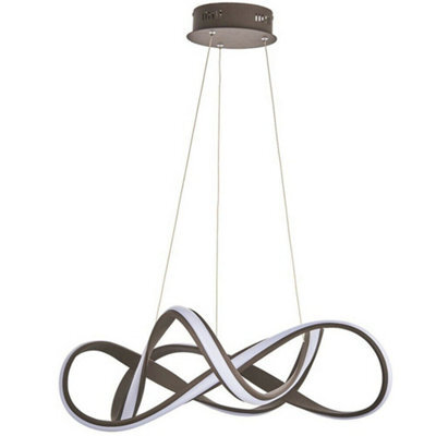 Led Ceiling Pendant Light 44W Warm White 630mm Brown Loop Feature Strip Lamp - image 1