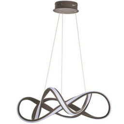 Led Ceiling Pendant Light 44W Warm White 630mm Brown Loop Feature Strip Lamp - thumbnail 1