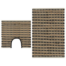 Walplus Hand-Woven Jute Bathroom Mat Set Fabric Natural And Black - thumbnail 1