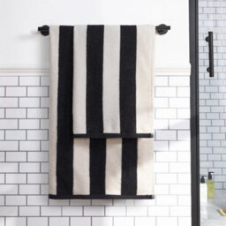 OHS Stripe 100% Cotton Hand Towel Hotel Luxury Shower Soft Absorbent, White - 2Pc - thumbnail 2