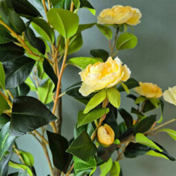 Artificial Yellow Camellia Tree 95Cm In Pot - Faux Blooming Flower Plant Indoor & Outdoor Decorative - thumbnail 6