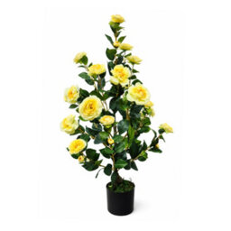 Artificial Yellow Camellia Tree 95Cm In Pot - Faux Blooming Flower Plant Indoor & Outdoor Decorative - thumbnail 2