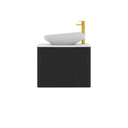 Royal Bathrooms Avenza 600mm Matt Obsidian Black Wall Hung Bathroom Countertop Vanity Unit 1 Drawer With Nova Basin - thumbnail 6