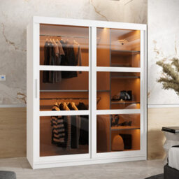 Arte  Parma 150Cm Sliding Door Wardrobe In Crisp White - Elegant Storage With Smoked Glass Panels - thumbnail 2