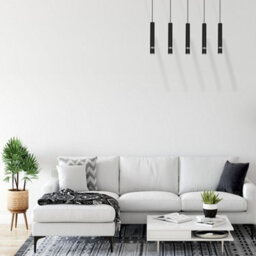 Milagro Joker Contemporary Pendant Lamp 5Xgu10 Hand Made Cylindrical Style Light Finished In Matt Black With Chrome Detail - thumbnail 1