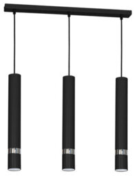 Milagro Joker Contemporary Pendant Lamp 5Xgu10 Hand Made Cylindrical Style Light Finished In Matt Black With Chrome Detail - thumbnail 7