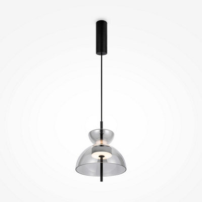 Luminosa Lighting Luminosa Bangkok Ii Modern 25Cm Dome Pendant Ceiling Light Black 3000K 1300Lm Smoky Shade - image 1