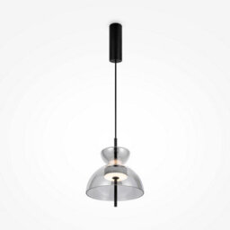 Luminosa Lighting Luminosa Bangkok Ii Modern 25Cm Dome Pendant Ceiling Light Black 3000K 1300Lm Smoky Shade - thumbnail 1
