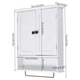 Living And Home Wall-Mounted E1-Grade Melamine-Faced Mdf Bathroom Cabinet With Adjustable Shelf White - thumbnail 9